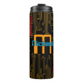 Programmeur's Verjaardag Zwart Circuit Board Thermosbeker (Voorkant)