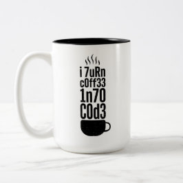 Programmeurshumor – Koffie in code Tweekleurige Koffiemok