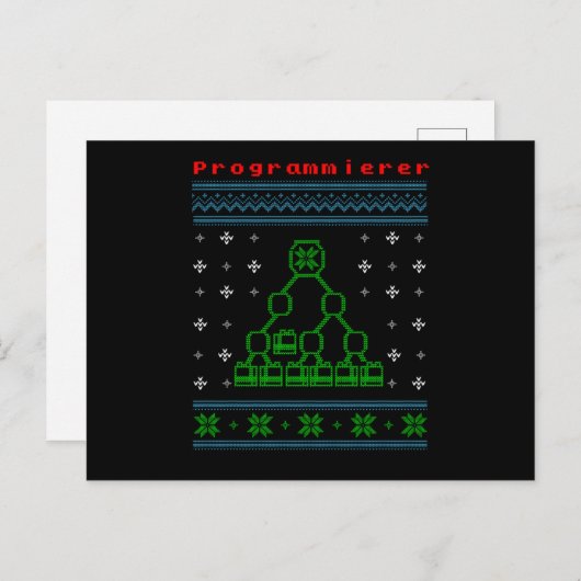 Programmier Computer Ugly kerstSweater Gift Briefkaart (Voorkant / Achterkant)