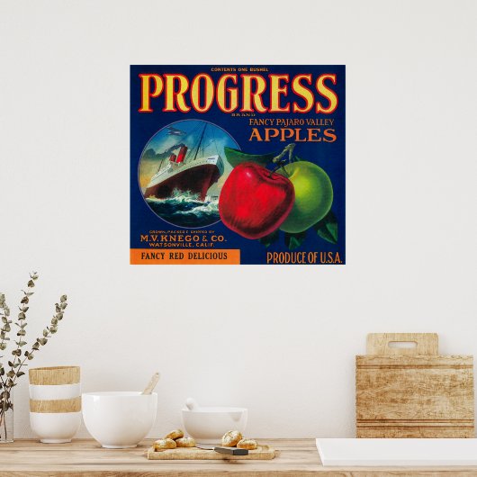 Progress Apple Crate LabelWatsonville, CA Poster (Keuken)