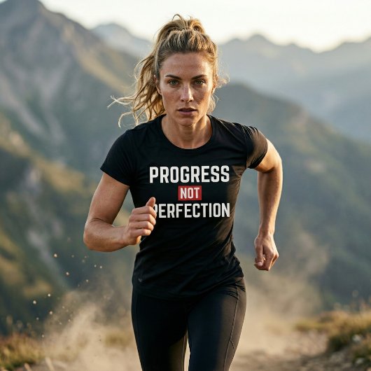 Progress Niet Perfectie Gym Motivatie T-Shirt 