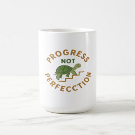 Progress not Perfection - Cute Turtle Motivational Koffiemok