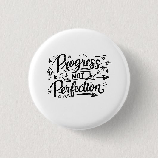 Progress Not Perfection Motivational Quote Design Ronde Button 3,2 Cm (Voorkant)