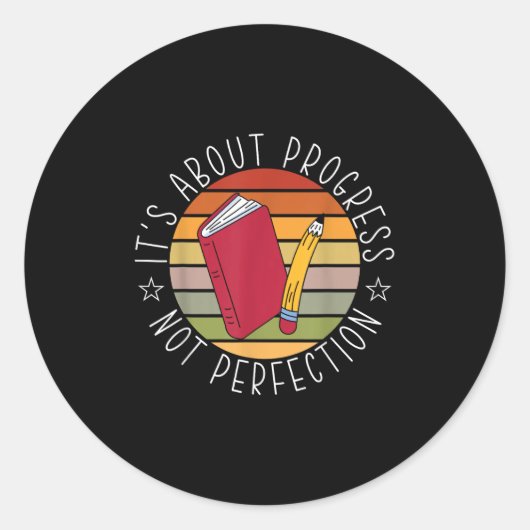 Progress Not Perfection Testing Day Teacher Ronde Sticker (Voorkant)