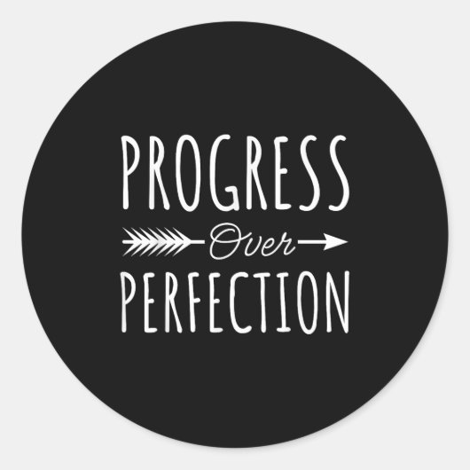 Progress Over Perfection Insrational Motivational Ronde Sticker (Voorkant)