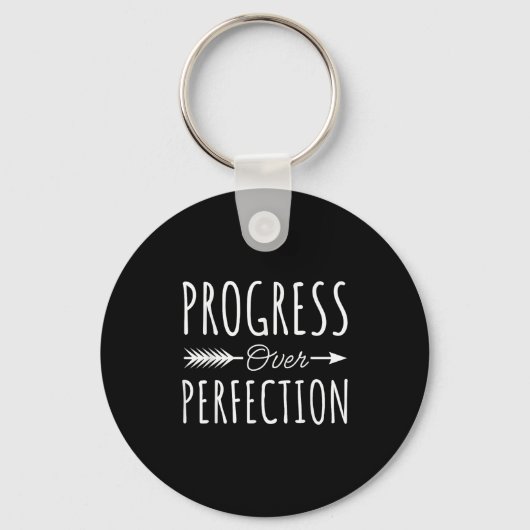 Progress Over Perfection Insrational Motivational Sleutelhanger (Voorkant)