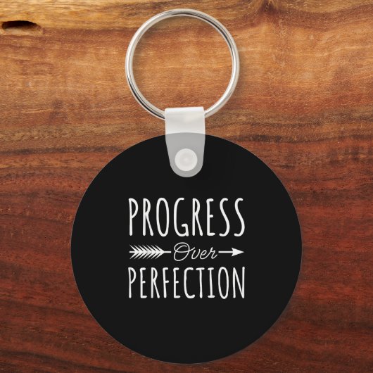 Progress Over Perfection Insrational Motivational Sleutelhanger (Voorkant)