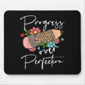 Progress Over Perfection Leopard Pencil Motivation Muismat (Voorkant)