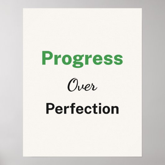 Progress Over Perfection Minimalist Typography Poster (Voorkant)
