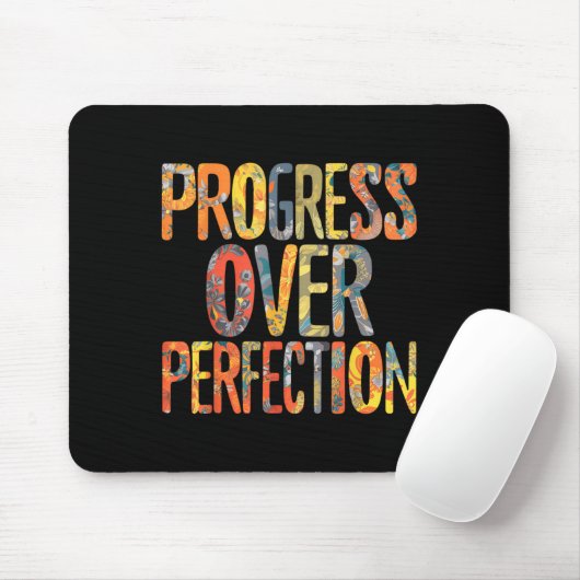 Progress Over Perfection Motivation Motivational T Muismat (Met muis)