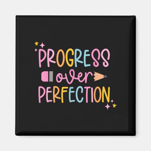 Progress Over Perfection Motivational Back To Scho Magneet (Voorkant)