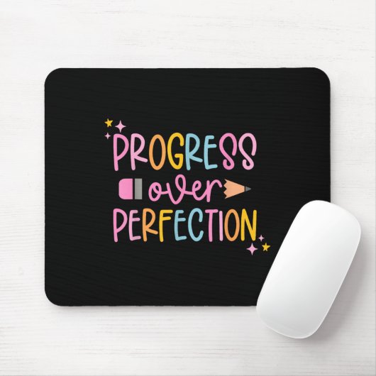 Progress Over Perfection Motivational Back To Scho Muismat (Met muis)