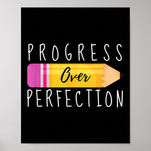 Progress Over Perfection Motivational Back To Scho Poster (Voorkant)