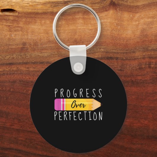 Progress Over Perfection Motivational Back To Scho Sleutelhanger (Voorkant)