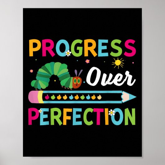 Progress Over Perfection Motivational Quote Studen Poster (Voorkant)