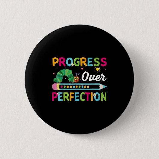 Progress Over Perfection Motivational Quote Studen Ronde Button 5,7 Cm (Voorkant)