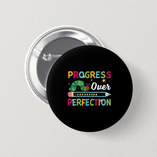 Progress Over Perfection Motivational Quote Studen Ronde Button 5,7 Cm (Voorkant /achterkant)