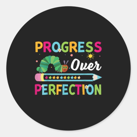Progress Over Perfection Motivational Quote Studen Ronde Sticker (Voorkant)