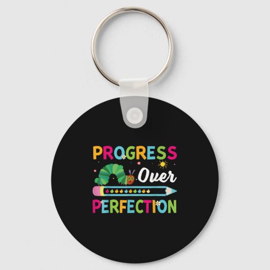 Progress Over Perfection Motivational Quote Studen Sleutelhanger (Voorkant)