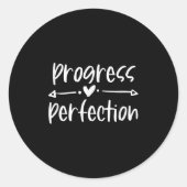 Progress Over Perfection Motivational Ronde Sticker (Voorkant)