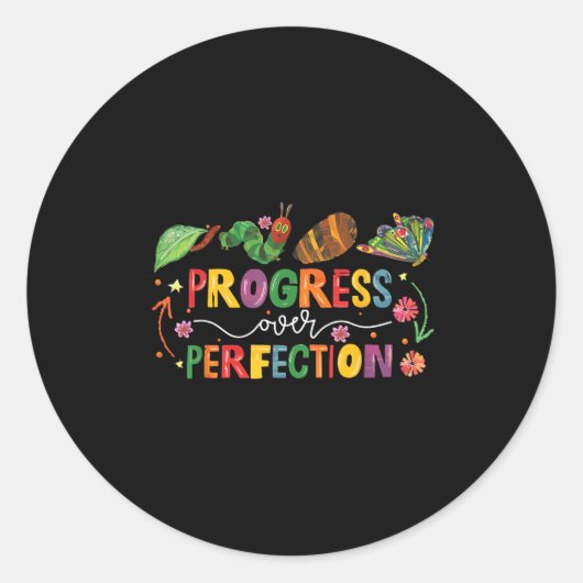 Progress Over Perfection Motivational Teacher For  Ronde Sticker (Voorkant)