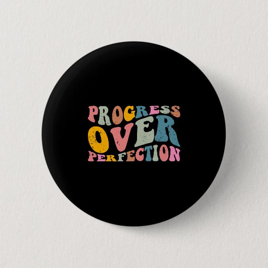 Progress Over Perfection Motivational Teacher Long Ronde Button 5,7 Cm (Voorkant)