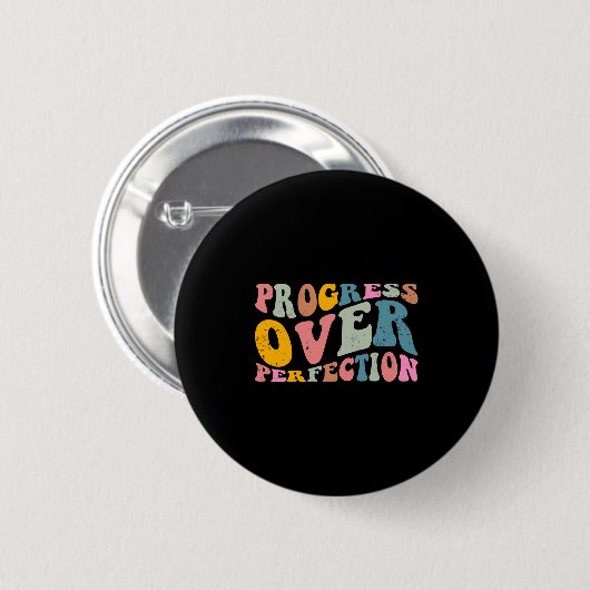 Progress Over Perfection Motivational Teacher Long Ronde Button 5,7 Cm (Voorkant /achterkant)