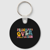 Progress Over Perfection Motivational Teacher Long Sleutelhanger (Voorkant)