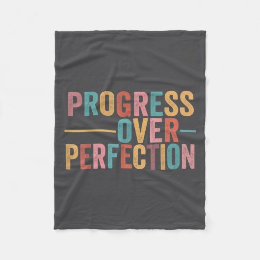 Progress Over Perfection Motivational Teacher Retr Fleece Deken (Voorkant)
