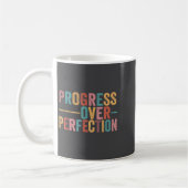 Progress Over Perfection Motivational Teacher Retr Koffiemok (Links)