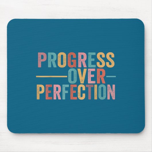 Progress Over Perfection Motivational Teacher Retr Muismat (Voorkant)