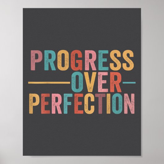 Progress Over Perfection Motivational Teacher Retr Poster (Voorkant)