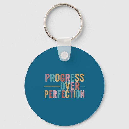 Progress Over Perfection Motivational Teacher Retr Sleutelhanger (Voorkant)