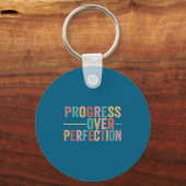 Progress Over Perfection Motivational Teacher Retr Sleutelhanger (Voorkant)
