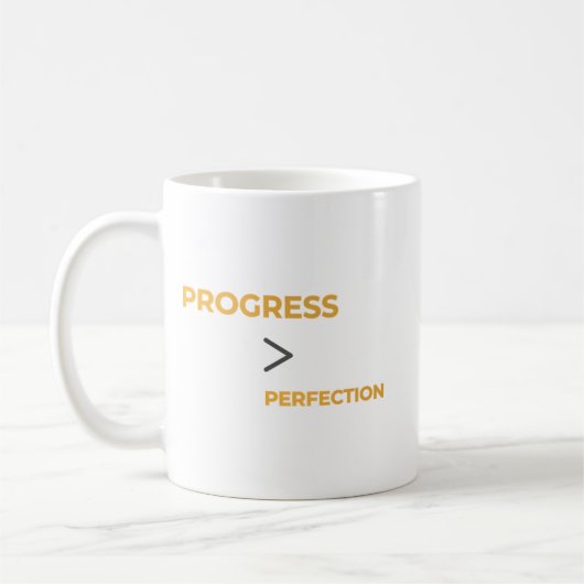 Progress Over Perfection Motivational Typography  Koffiemok (Links)