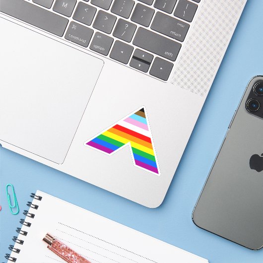 Progress Pride Ally Symbol Sticker (Laptop met iPhone)