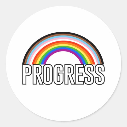 Progress Pride Arc Ronde Sticker (Voorkant)