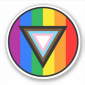 Progress Pride Driehoek Cirkel Sticker (Voorkant)