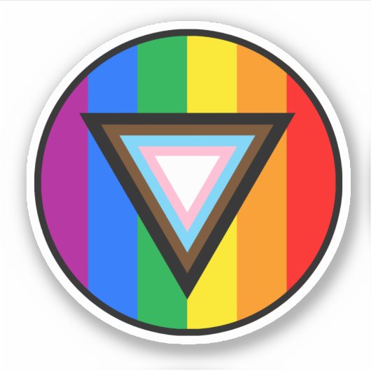 Progress Pride Driehoek Cirkel Sticker (Voorkant)