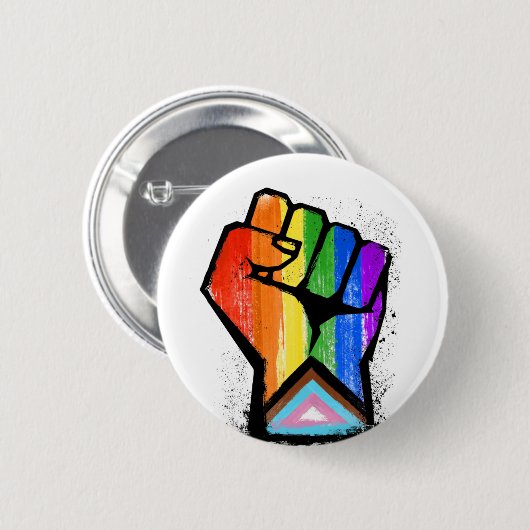 Progress Pride Fist Ronde Button 5,7 Cm (Voorkant /achterkant)