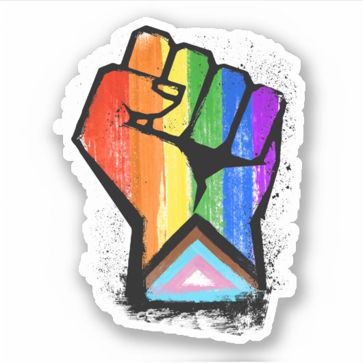 Progress Pride Fist Sticker (Voorkant)