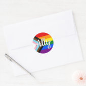 Progress Pride Flag Ally Button Ronde Sticker (Envelop)