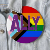 Progress Pride Flag Ally Grunge Font Ronde Button 6,0 Cm (In situ)