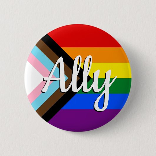 Progress Pride Flag Bondgenoot Knop Ronde Button 5,7 Cm (Voorkant)