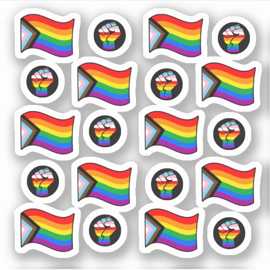 Progress Pride Flag Collectie Sticker (Voorkant)