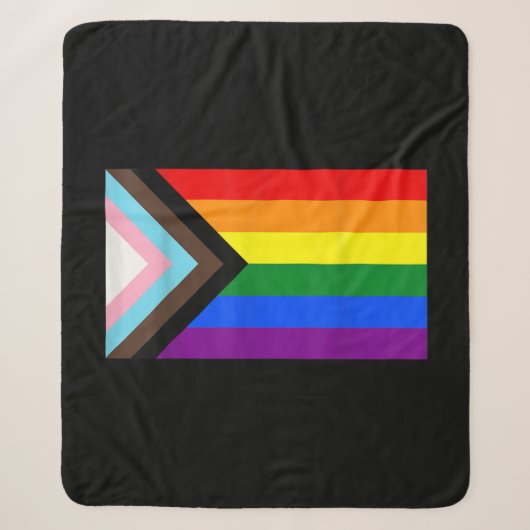 Progress Pride Flag LGBT-T-Shirt Sherpa Deken (Voorkant)