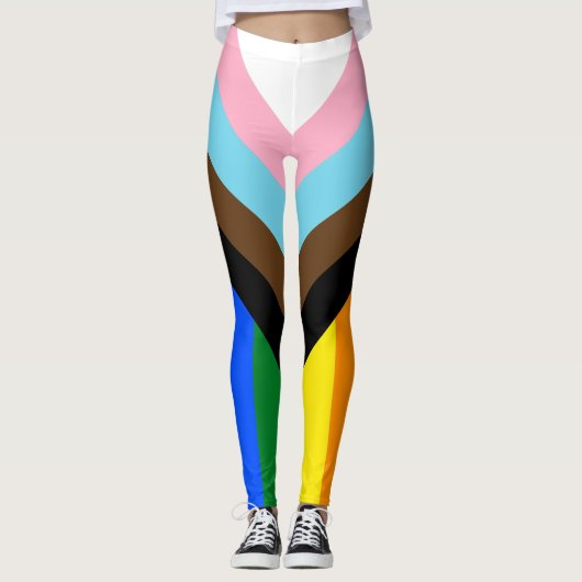 Progress Pride Flag LGBTQ+ Leggings (Voorkant)