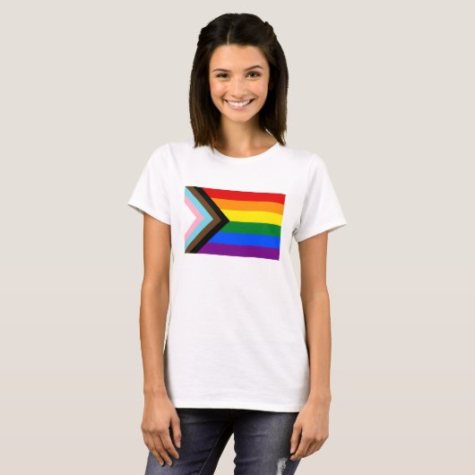 Progress Pride Flag LGBTQ+ T-shirt (Voorkant volledig)