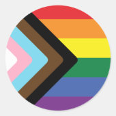 Progress Pride Flag Ronde Sticker (Voorkant)