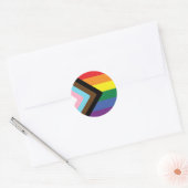 Progress Pride Flag   Ronde Sticker (Envelop)
